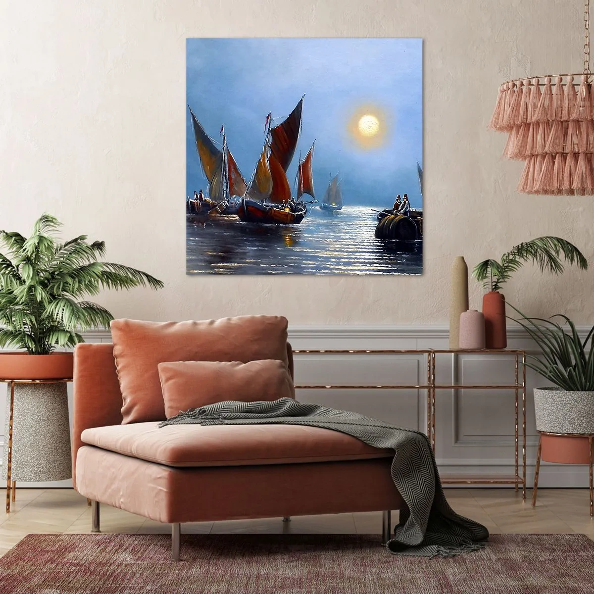 Schilderen op canvas - Nachtvangst - 40x40 cm