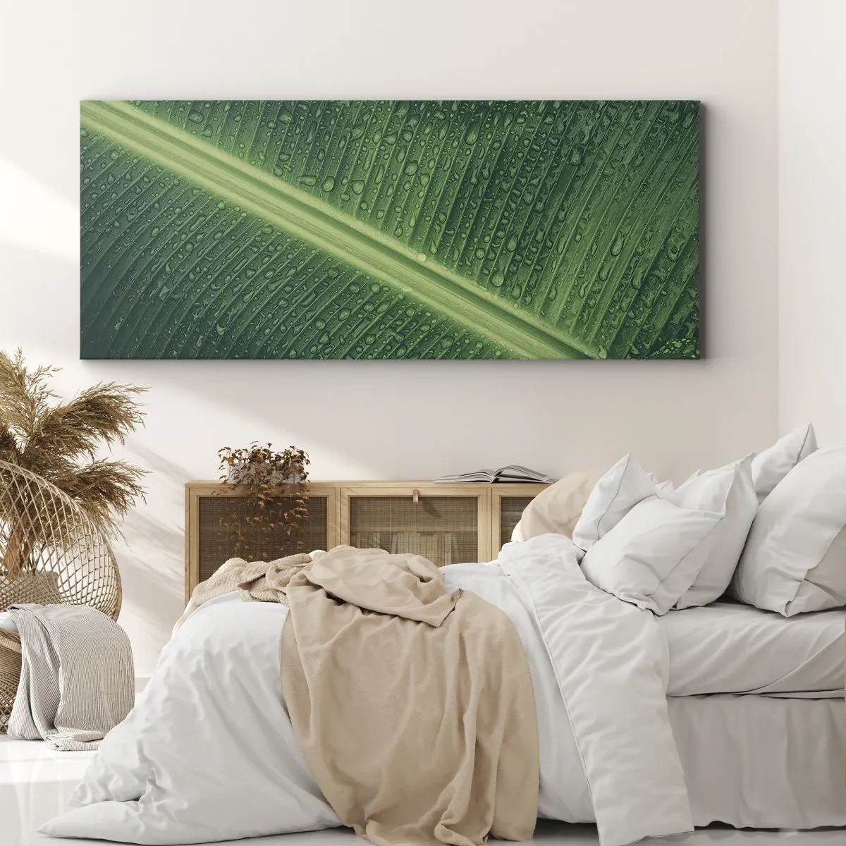 Schilderen op canvas - De structuur van groen - 100x40 cm