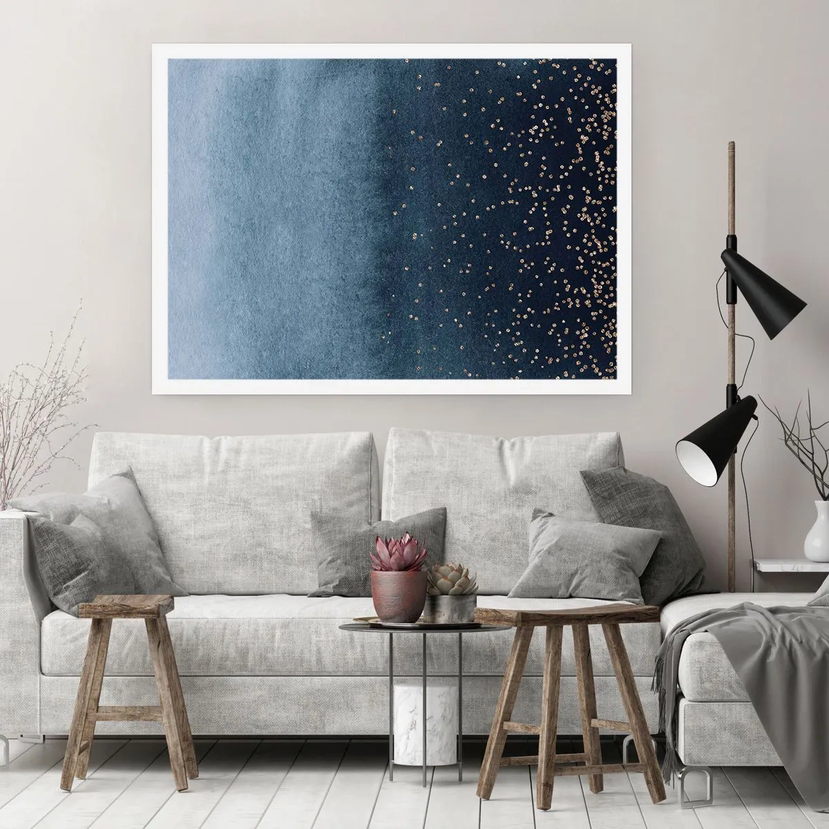 Poster - Samenstelling - blauwe fasen - 91x61 cm