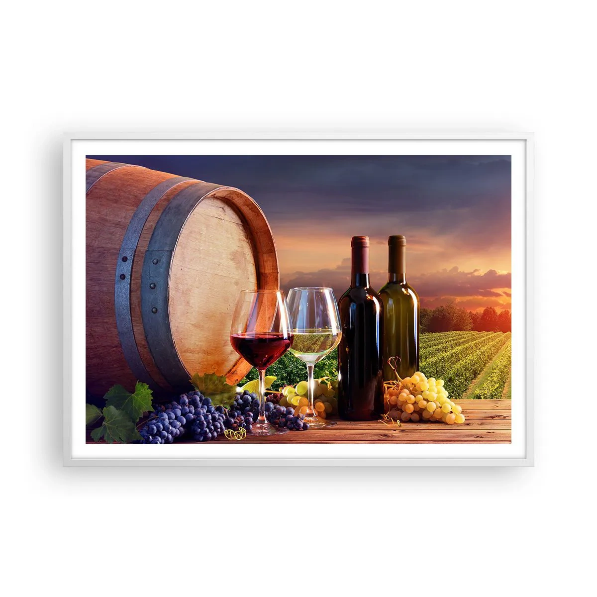 Poster in een witte lijst - Het leven smaakt hier - 100x70 cm