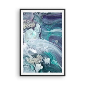 Poster in een zwarte lijst - Stromingen van hemelsblauw - 61x91 cm