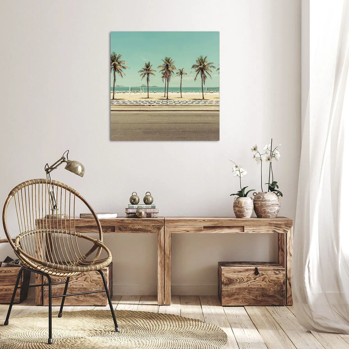 Schilderen op canvas - Op wacht op het strand - 60x60 cm