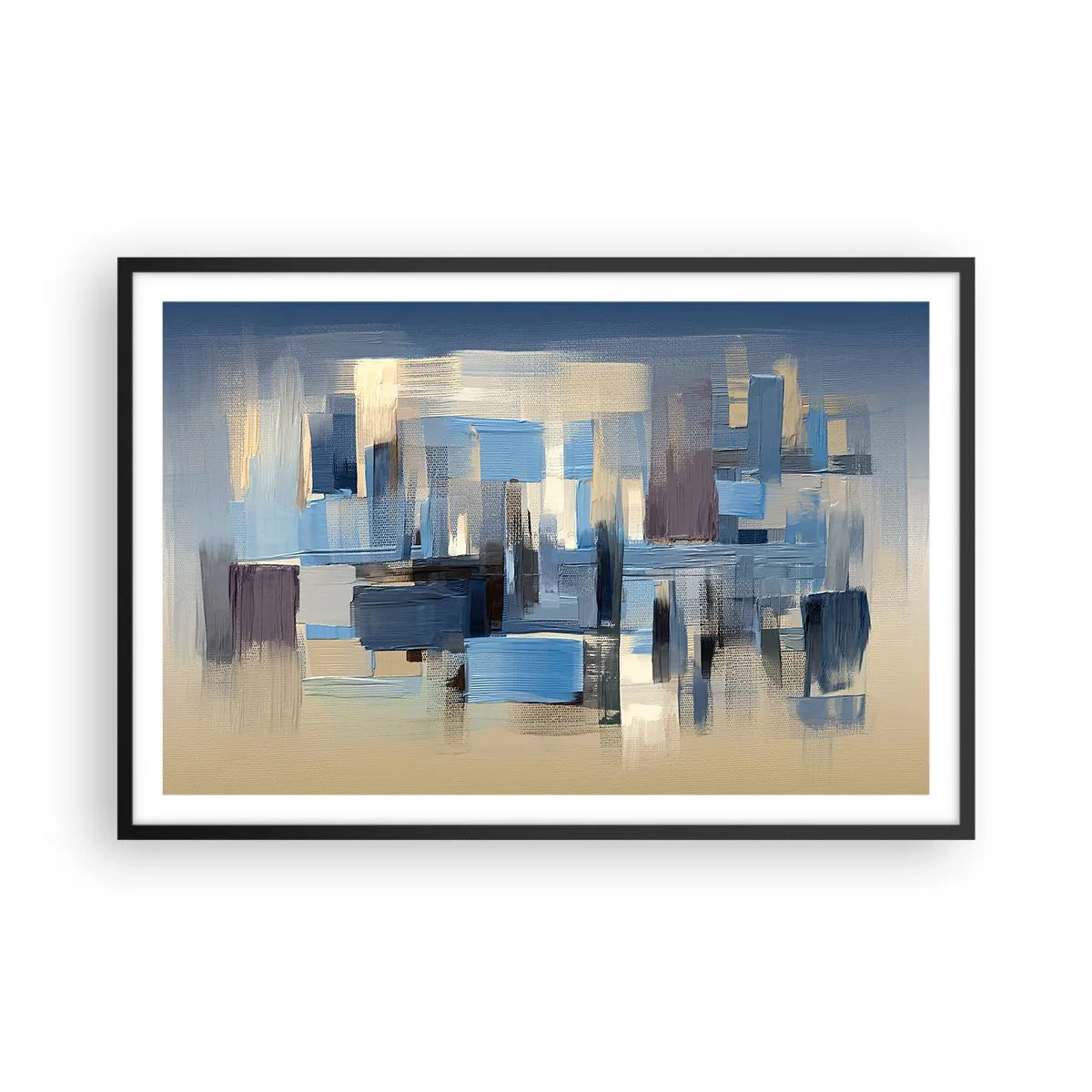 Poster in een zwarte lijst - Blauwe constructie - 91x61 cm