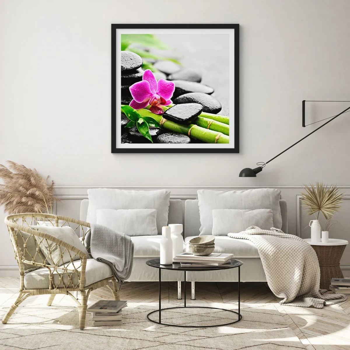 Poster in een zwarte lijst - In een vrede evenwicht - 30x30 cm