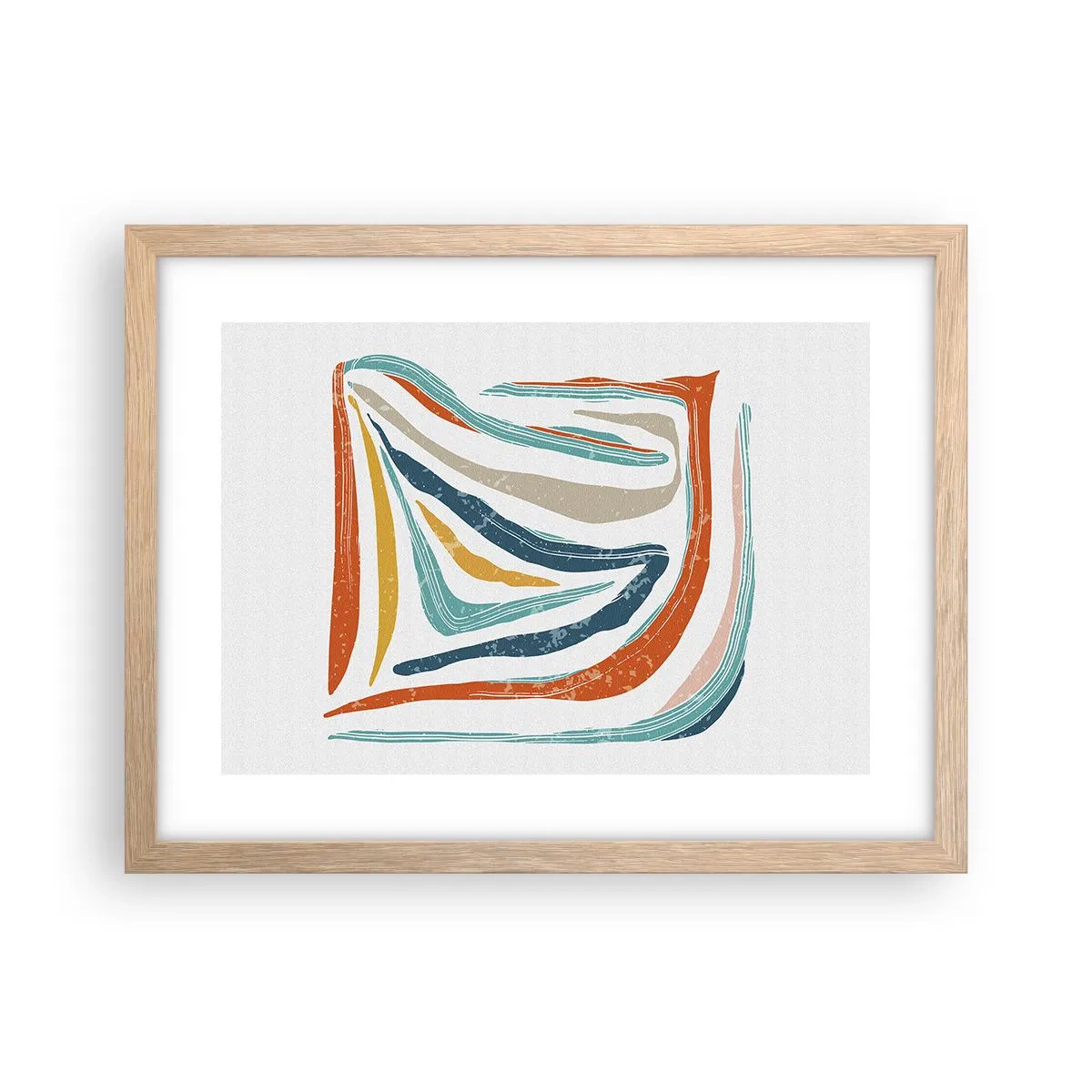 Een poster in een licht eiken lijst - Abstractie met een vriendelijke glimlach - 40x30 cm
