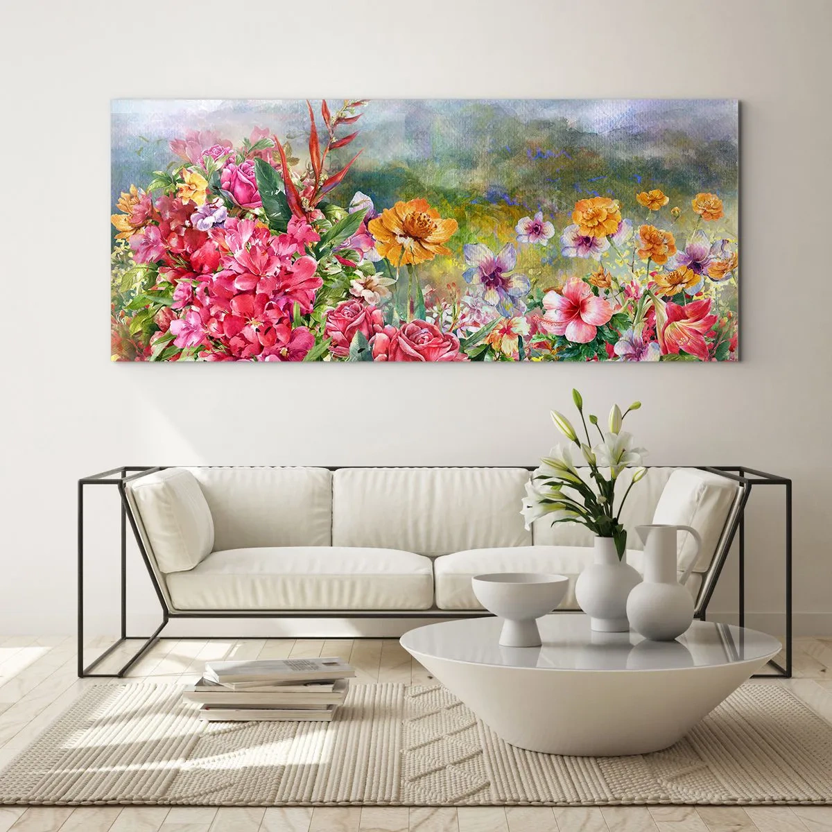 Schilderen op glas - Een tuin die gek is geworden - 160x50 cm