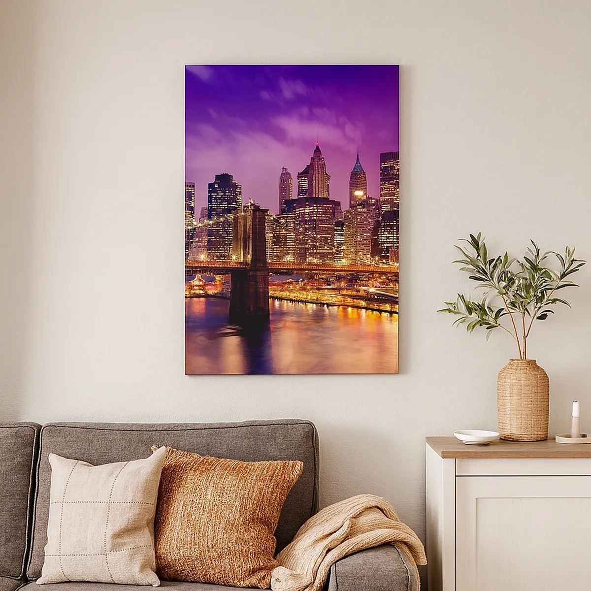 Schilderen op canvas - Violet-goud Manhattan - 50x70 cm