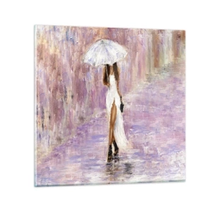 Schilderen op glas - In de lila regen - 70x70 cm