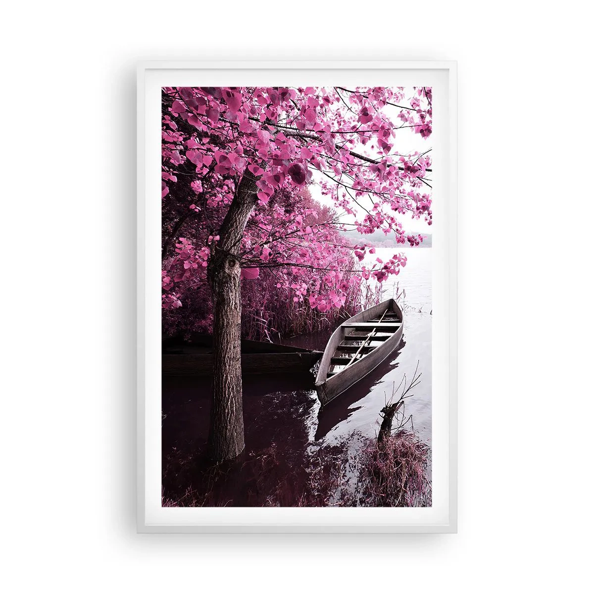 Poster in een witte lijst - In roze stilte - 61x91 cm