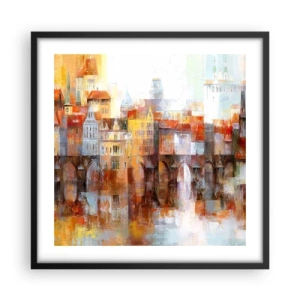 Poster in een zwarte lijst - Ook onder de brug is het mooi - 50x50 cm