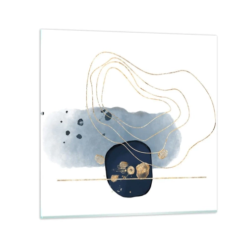 Schilderen op glas - Blauw en goud fantasie - 70x70 cm