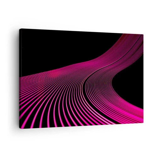 Schilderen op canvas - Futuristische lijnen in tinten roze op een zwarte achtergrond - 70x50cm - Avenue van licht - Moderne wanddecoratie voor woonkamer en slaapkamer ARTTOR