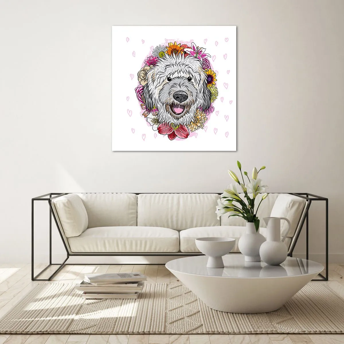 Schilderen op glas - Puppy vreugde - 60x60 cm