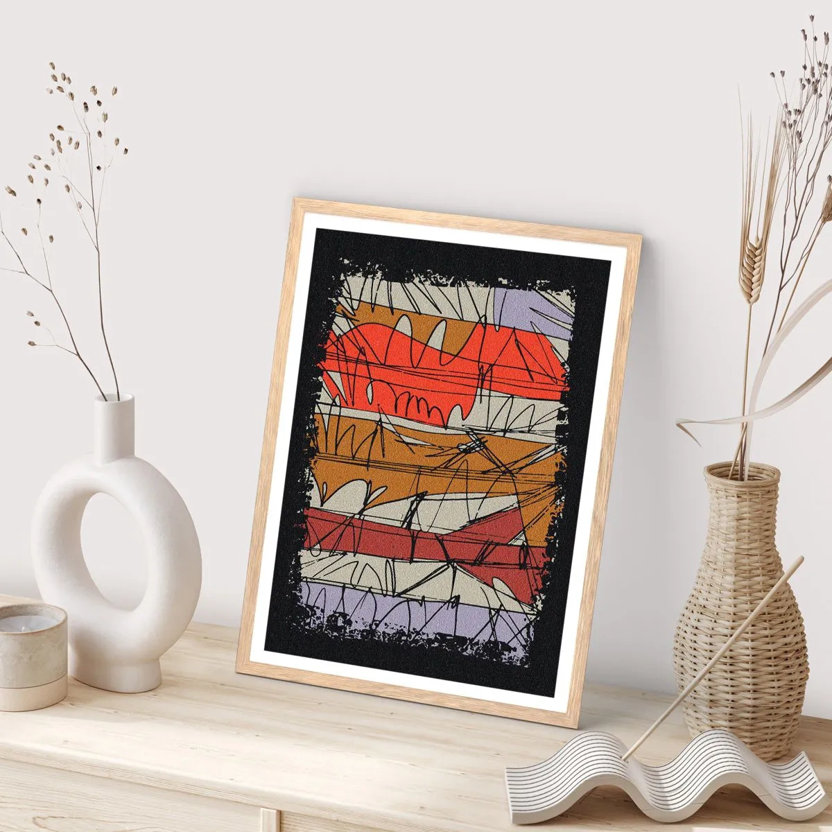 Een poster in een licht eiken lijst - Spontane compositie - 61x91 cm