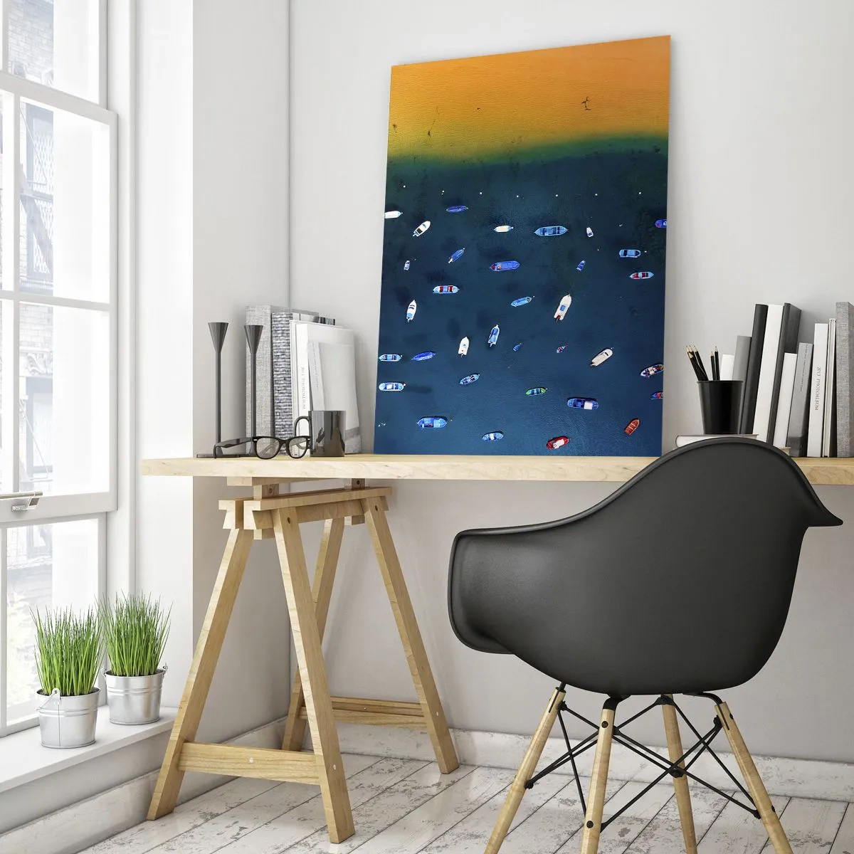 Schilderen op glas - Vakantie spel - 70x100 cm