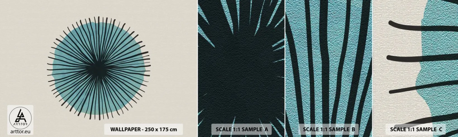 Fotobehang Monster Zelfklevend Deluxe Sticker - Stralend in het blauw - Abstractie, Deel, Moderne kunst - 100x30 cm