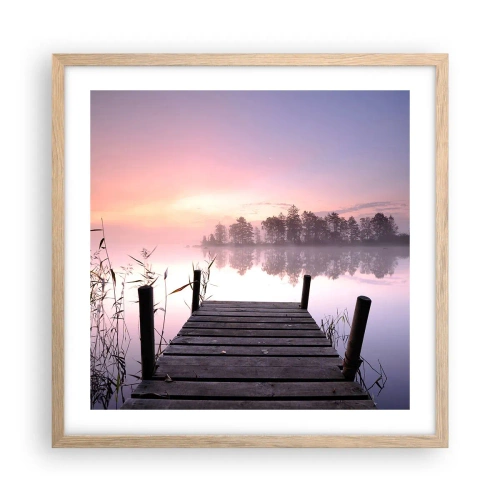 Een poster in een licht eiken lijst - Van de lila mist... - 50x50 cm