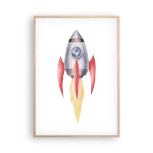 Een poster in een licht eiken lijst - Hoger, sneller, verder - 70x100 cm