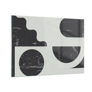Schilderen op glas - Abstracte geometrische afbeeldingen met schaafwonden - 70x50cm - Compositie boven en onder - Moderne wanddecoratie voor woonkamer en slaapkamer ARTTOR