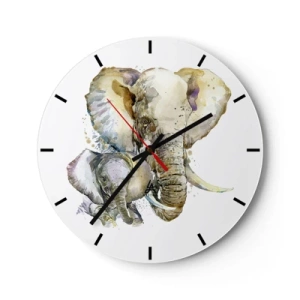 Wandklok - Klok - Een olifant met een kalf in aquarelstijl - 30x30cm - Er gaat niets boven mama - Moderne wanddecoratie voor woonkamer, keuken en slaapkamer ARTTOR
