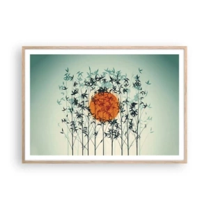 Een poster in een licht eiken lijst - Japanse zon - 100x70 cm