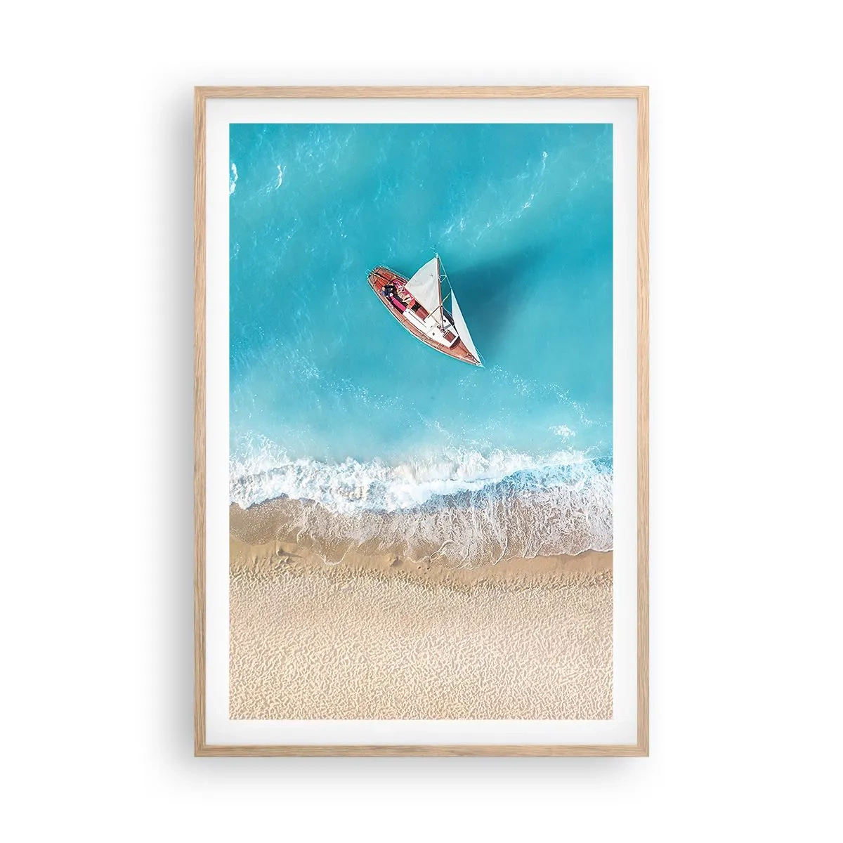 Een poster in een licht eiken lijst - Op de grens van blauw en goud - 61x91 cm
