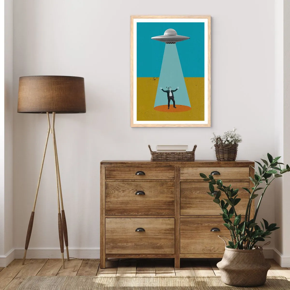 Een poster in een licht eiken lijst - Een nauwe ontmoeting - 61x91 cm