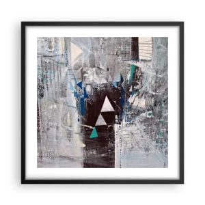 Poster in een zwarte lijst - Overschrijvende volgorde van driehoeken - 50x50 cm