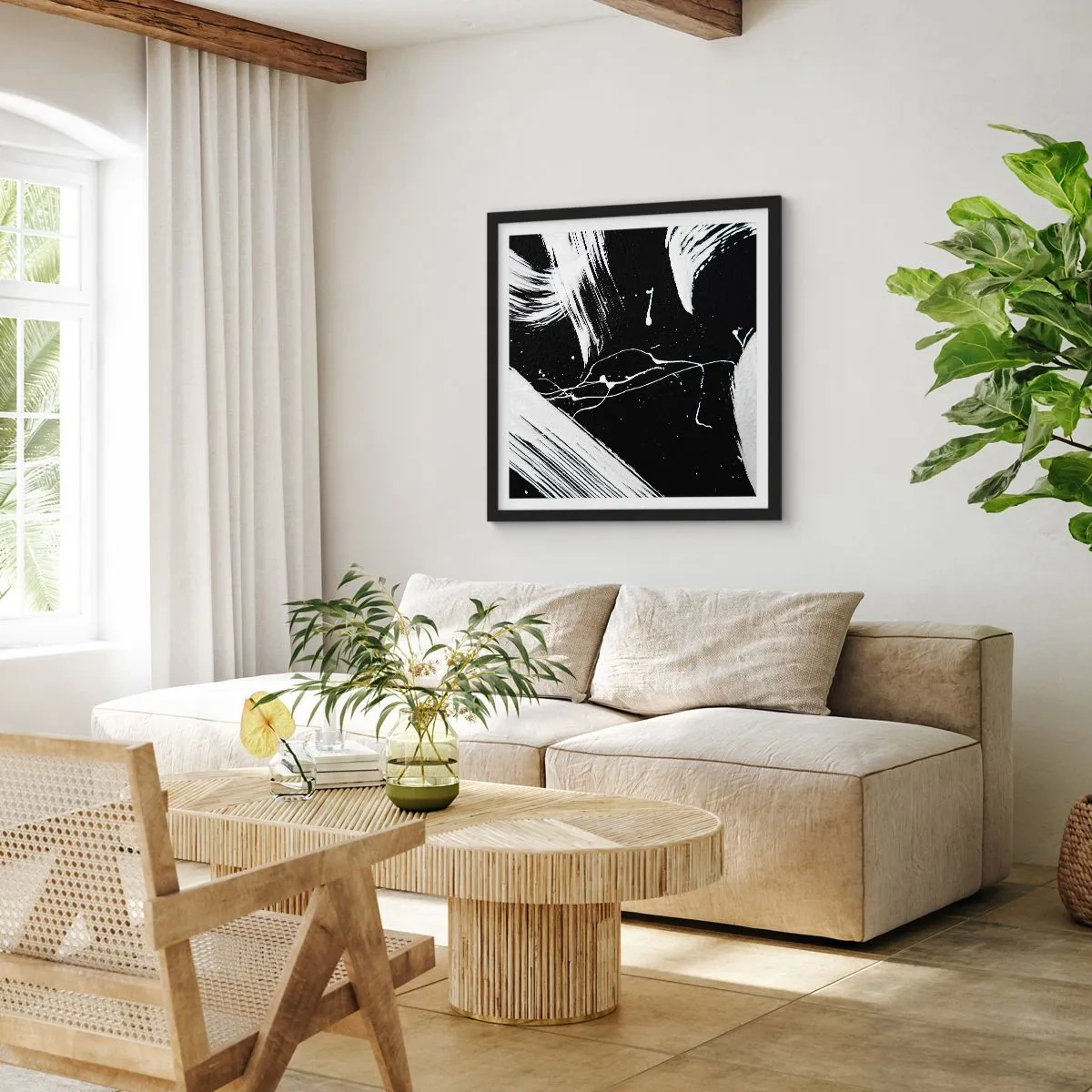 Poster in een zwarte lijst - Breek de duisternis - 40x40 cm