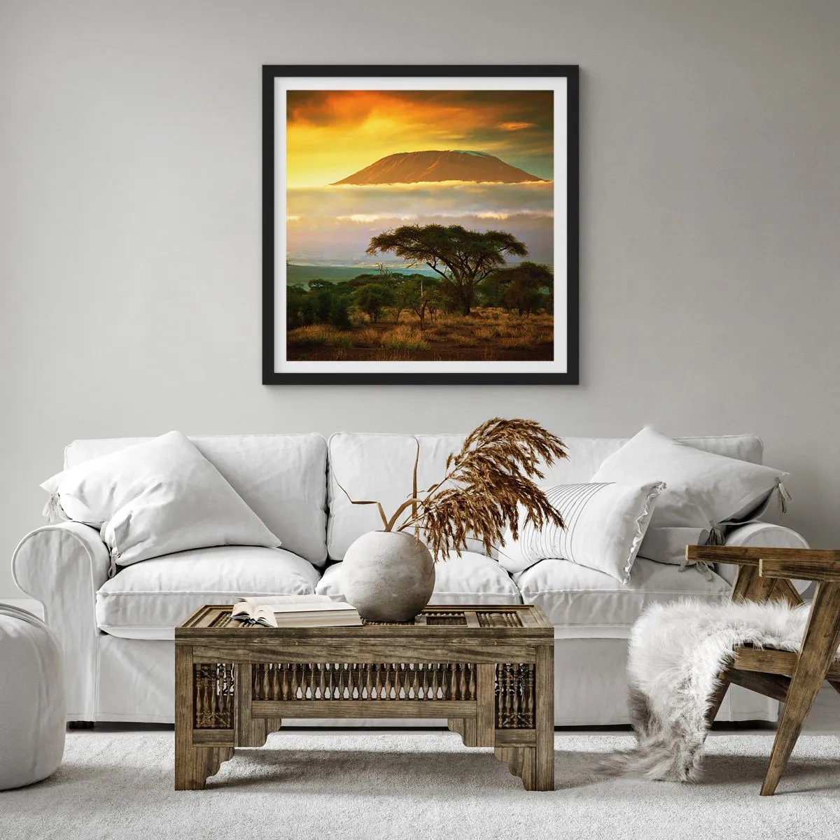 Poster in een zwarte lijst - Een reizigersdroom - 40x40 cm