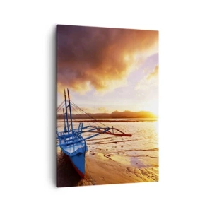 Schilderen op canvas - Strek je uit op het zand na een hele dag - 50x70 cm