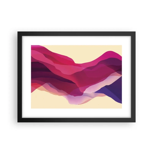 Poster in een zwarte lijst - Paarse golven - 40x30 cm