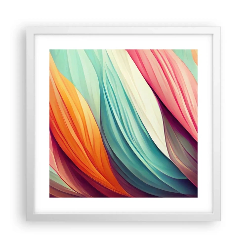 Poster in een witte lijst - Regenboog geweven - 40x40 cm