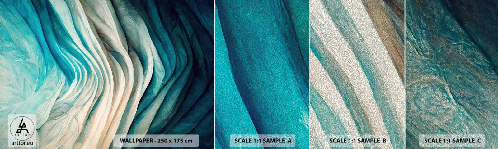 Fotobehang Monster Premium Sand - Blauwe onverzadigbaarheid - Deel, 3D, Abstractie - 100x30 cm