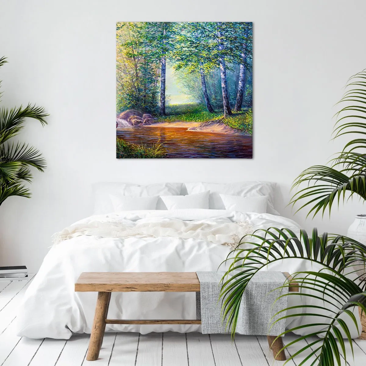 Schilderen op canvas - Idyllisch landschap - 30x30 cm