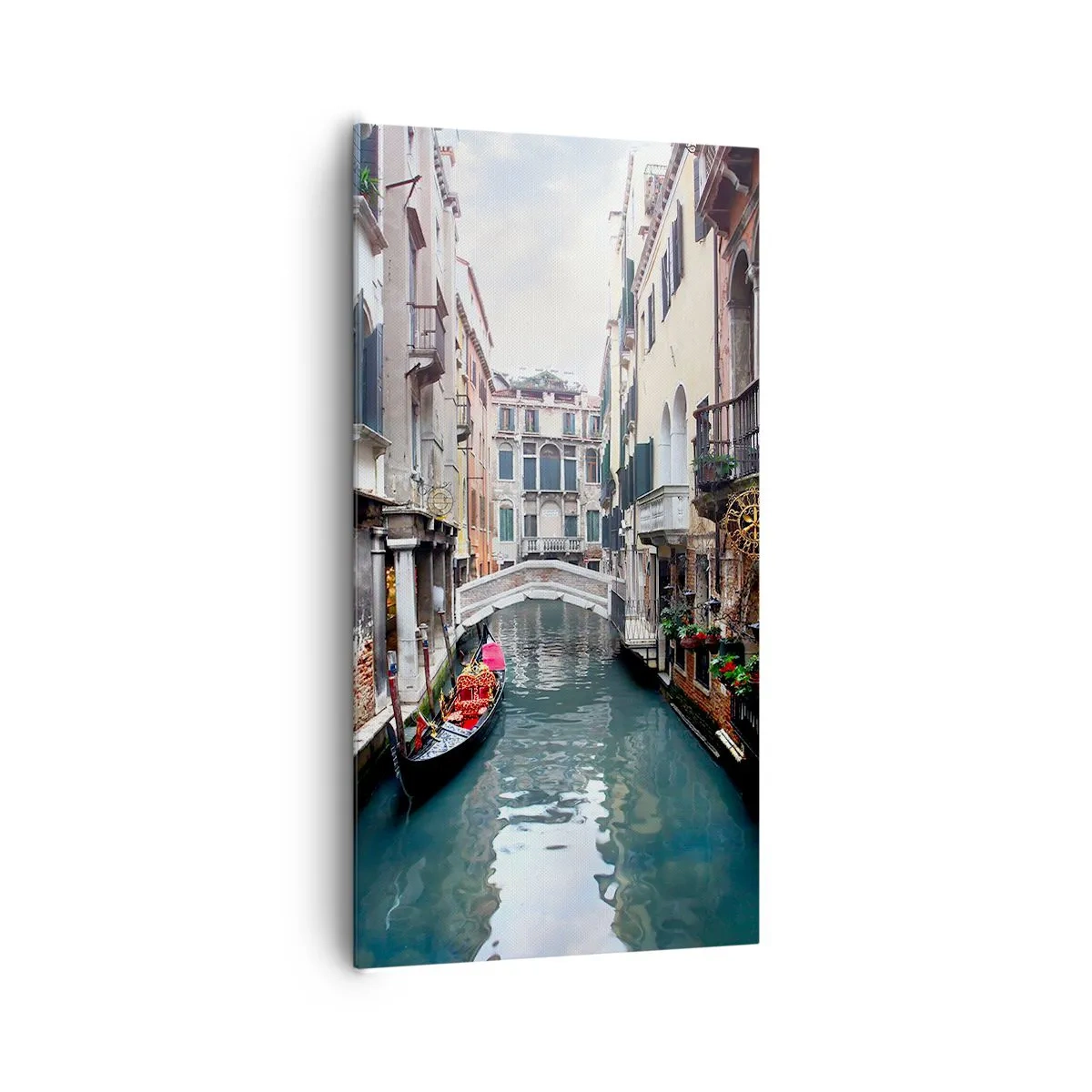 Schilderen op canvas - Venetiaans landschap met een gondel en een brug - 65x120 cm