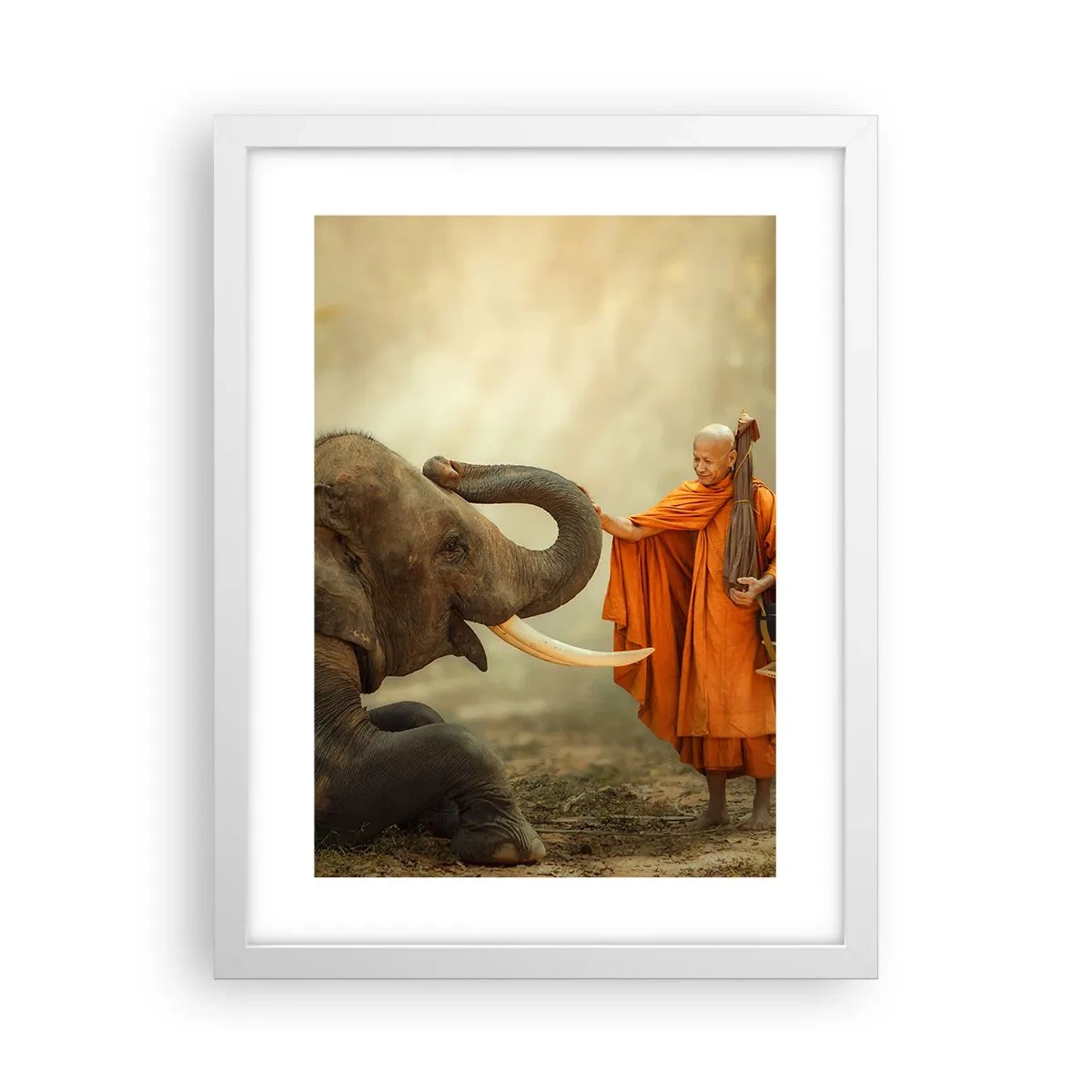 Poster in een witte lijst - Ontmoeting tijdens een reis - 30x40 cm