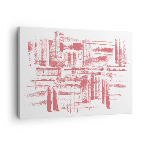 Schilderen op canvas - Abstracte roze texturen op een witte achtergrond - 70x50cm - De rode stad - Moderne wanddecoratie voor woonkamer en slaapkamer ARTTOR