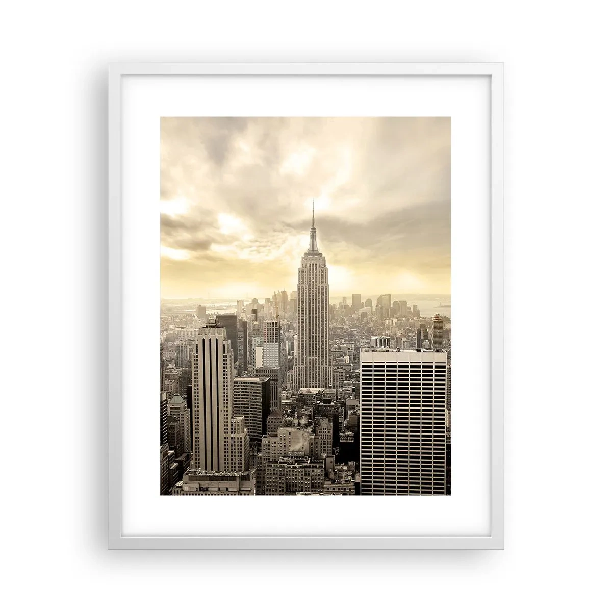 Poster in een witte lijst - New York geweven van grijs - 40x50 cm