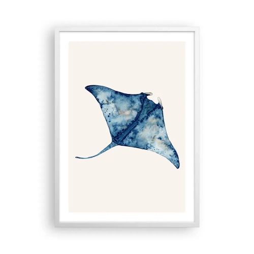 Poster in een witte lijst - Leven in blauw - 50x70 cm