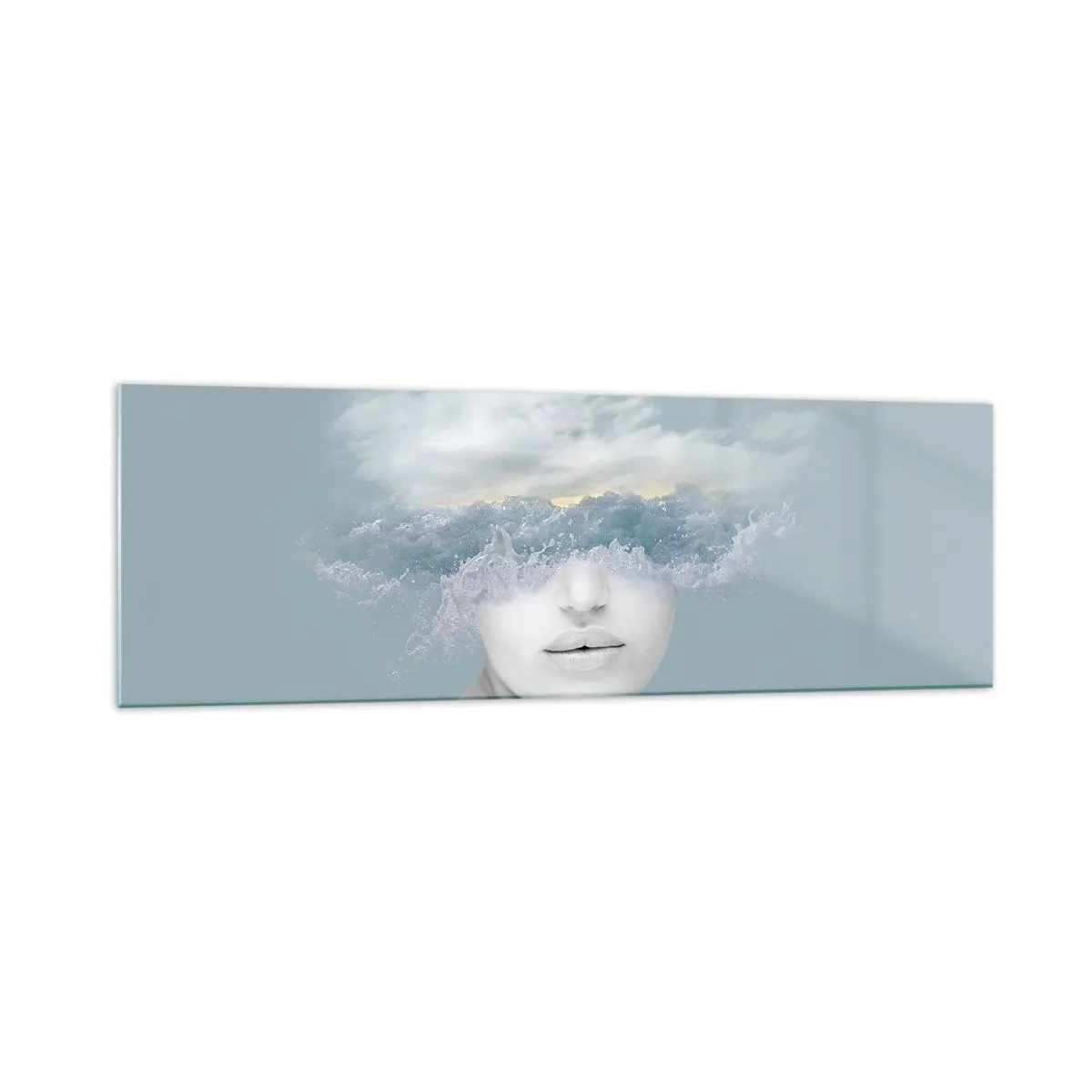 Schilderen op glas - Met hoofd in de wolken - 160x50 cm