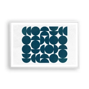 Poster in een witte lijst - Cirkels en halfcirkels - 91x61 cm