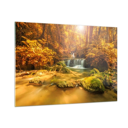 Schilderen op glas - Boscascade in goud - 100x70 cm