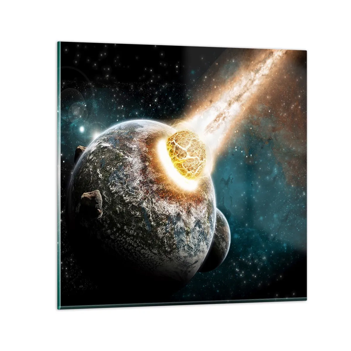 Schilderen op glas - Vernietiging of geboorte - 40x40 cm