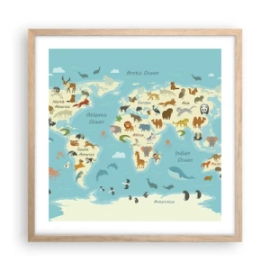 Een poster in een licht eiken lijst - Goede buren - 50x50 cm