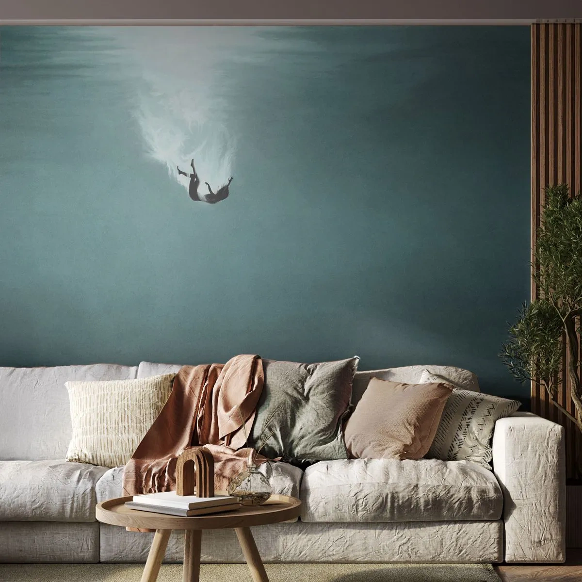 Fotobehang Standard Eco - In de armen van de oceaan - Water, Minimalisme, Onderwater - 400x280 cm