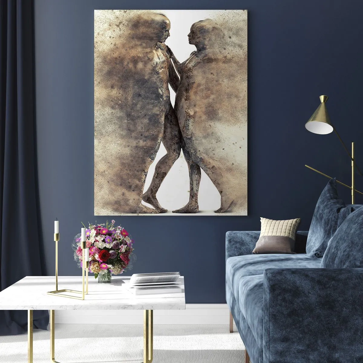 Schilderen op glas - Ze verrezen uit het stof tot liefde - 50x70 cm