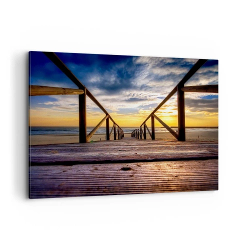 Schilderen op canvas - Rechtstreeks naar het rustige strand bij zonsondergang - 120x80 cm