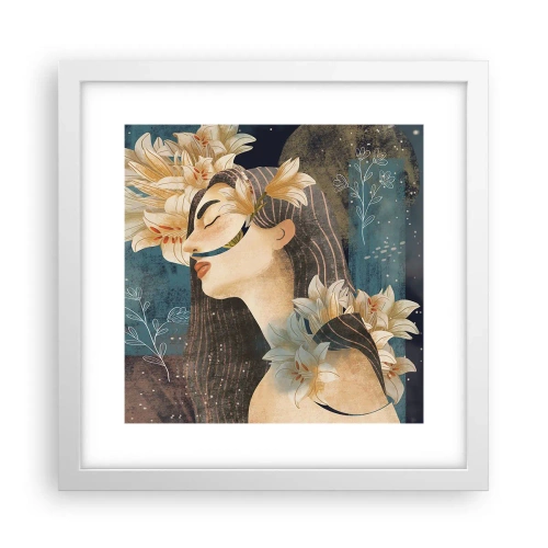 Poster in een witte lijst - Een sprookje over een prinses met lelies - 30x30 cm
