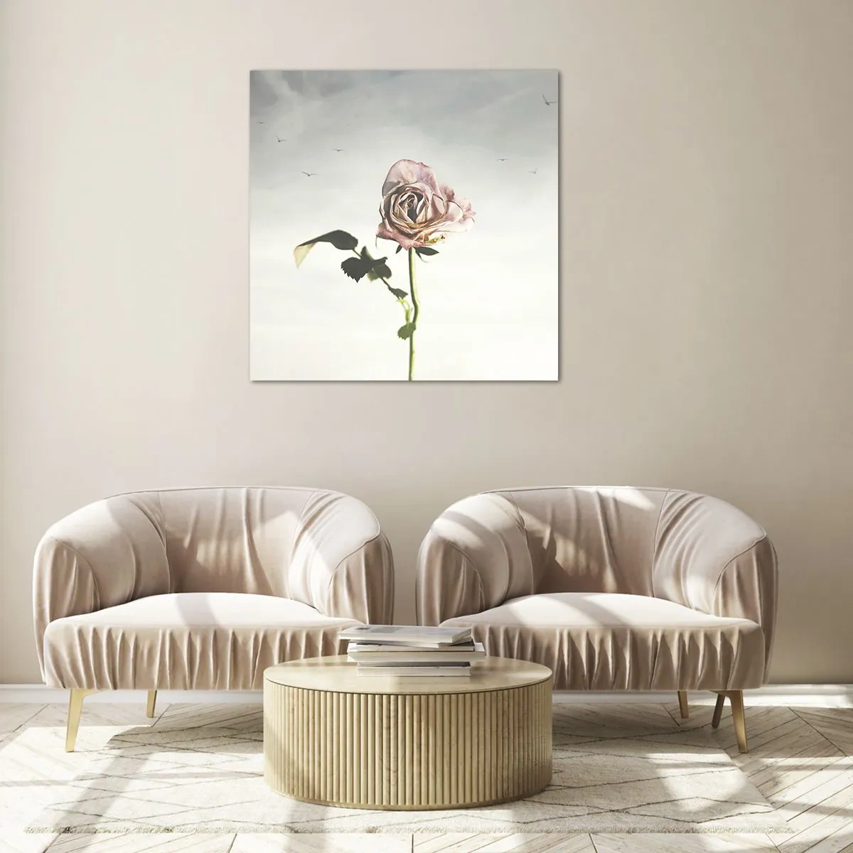 Schilderen op glas - Begroeting van de lente - 70x70 cm